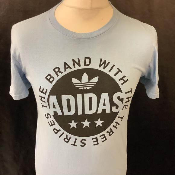 Adidas Crew Neck T Shirt - Size S - Blue & Black - Cotton - Trefoil - P2P 18” - Picture 2 of 8